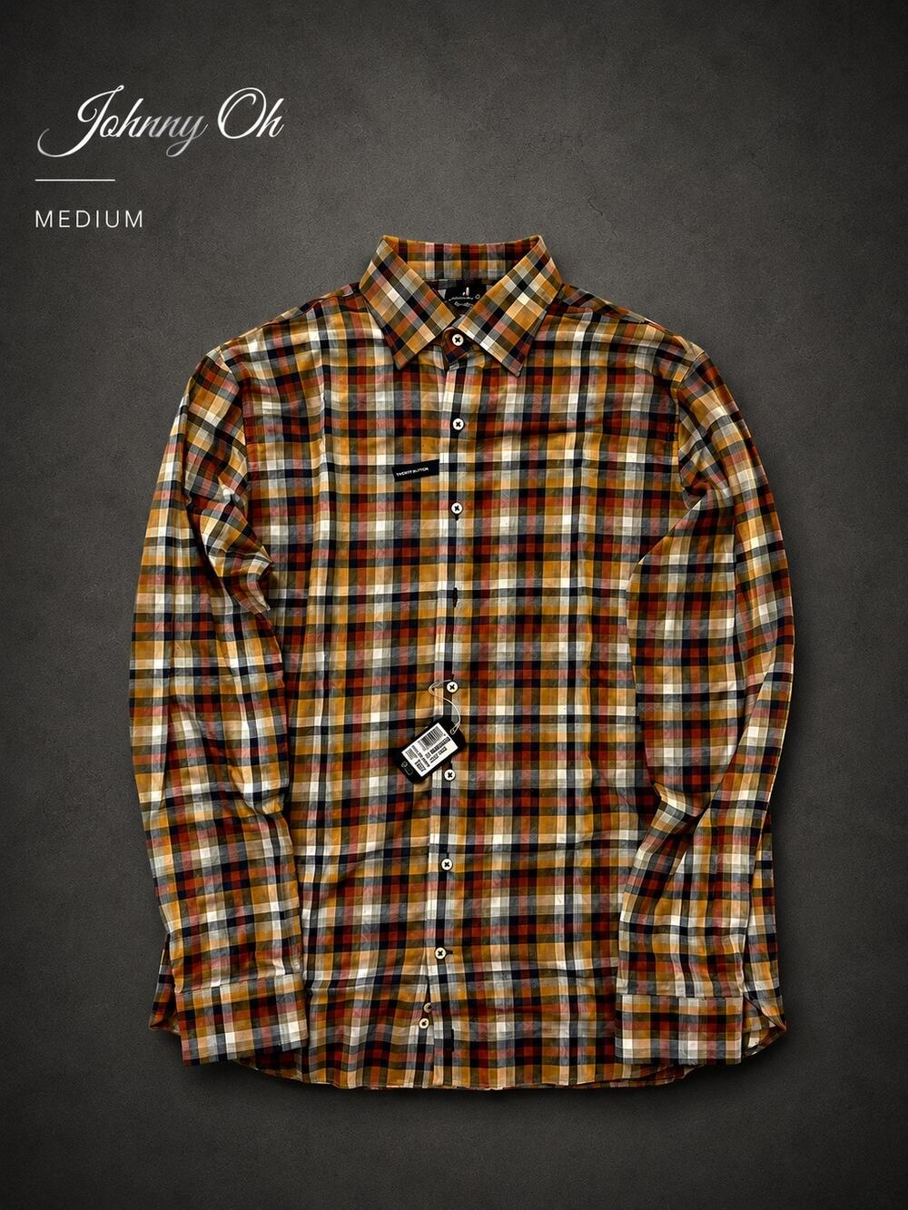 Johnnie-O Mens Medium Plaid Button Front Shirt NWT Coastal Prep Cotton